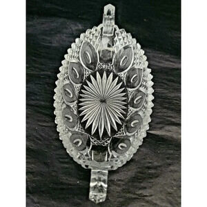 Vintage Cut Glass Oblong/Boat Candy/Nut/Relish /Snack Dish